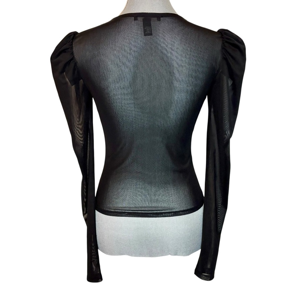 Forever 21 Black Sheer Mesh Puff Sleeve Top - Picture 4 of 7